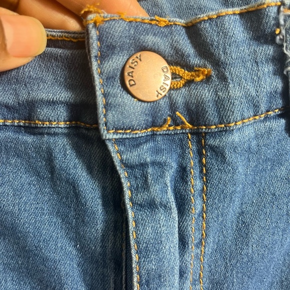 Daisy Dukes Denim Shorts with Pink Feather Trim - Picture 4 of 5